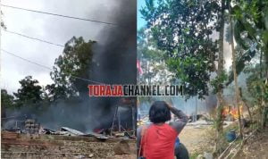 Satu unit rumah warga di Dusun Malaleo, Lembang Gandang Batu, Kecamatan Gandang Batu Sillanan ludes terbakar. Jumat (12/08/2022)