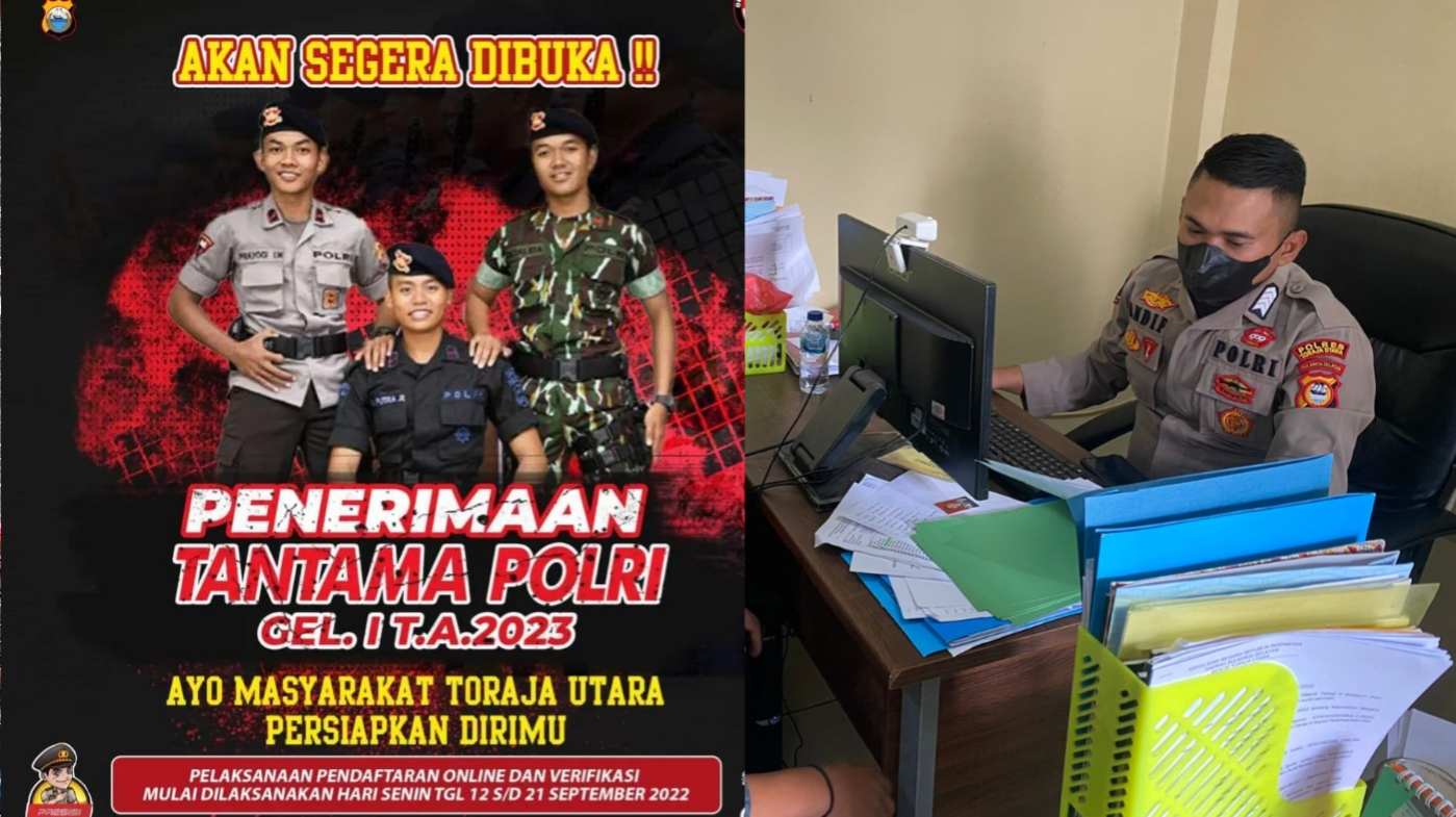 Informasi persyaratan dan pendaftaran anggota tamtama Polri 2023 bisa di akses melalui link melalui website www.penerimaan.polri.go.id atau bisa datang langsung ke Bag SDM Polres Toraja Utara Polda Sulsel.
