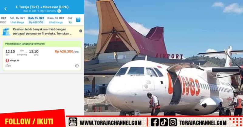 Harga Tiket Pesawat Toraja–Makassar Kini Lebih Terjangkau, Hanya Rp426 Ribu
