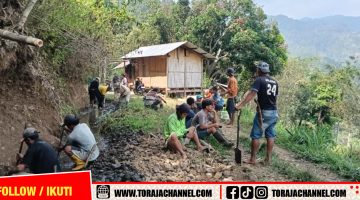 Gotong Royong untuk Tana Toraja Masero Diperlihatkan Warga Lembang Lemo Menduruk